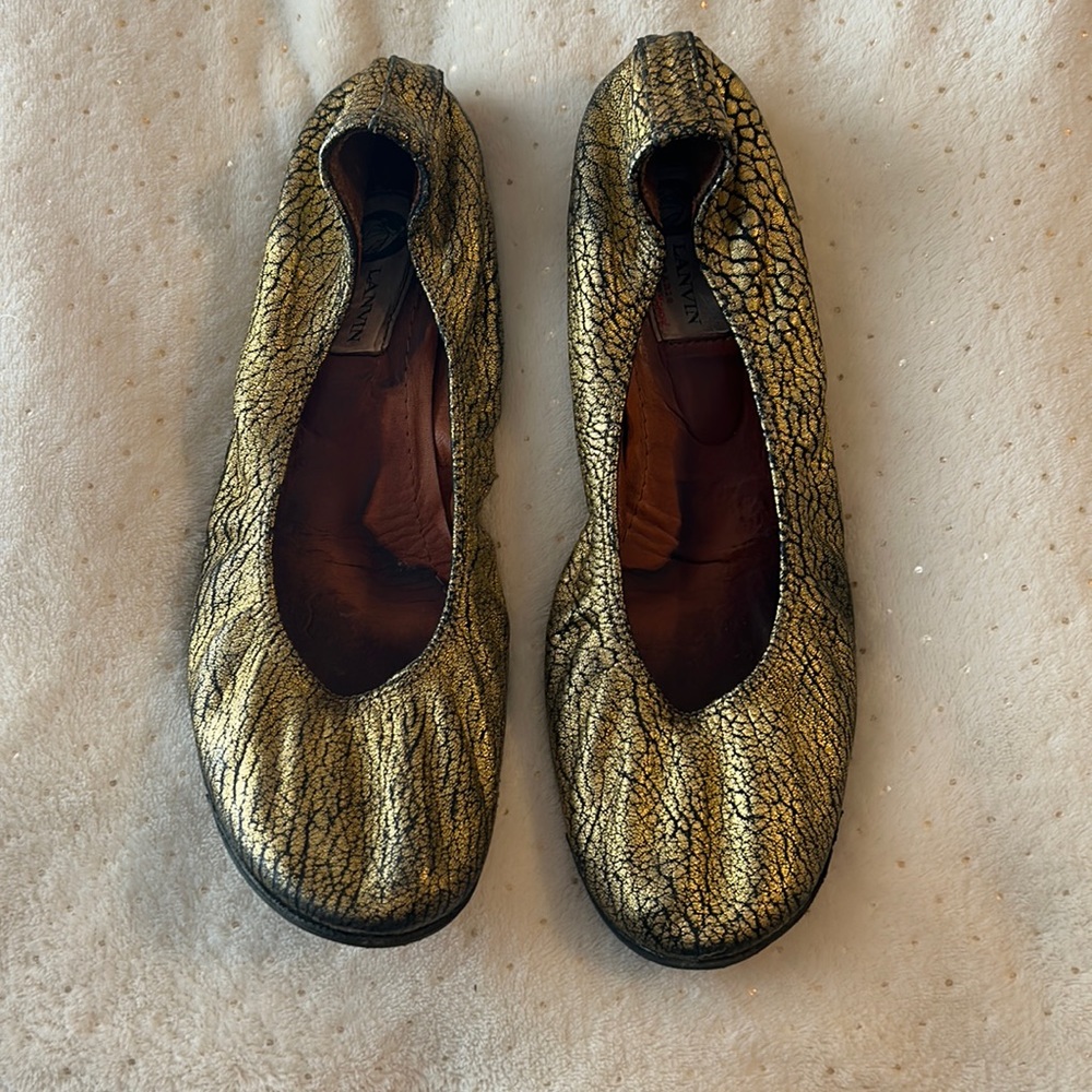 Metallic Gold Lanvin Ballet Flats